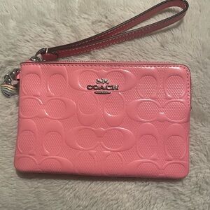 Coach Pink Patent Logo Wristlet